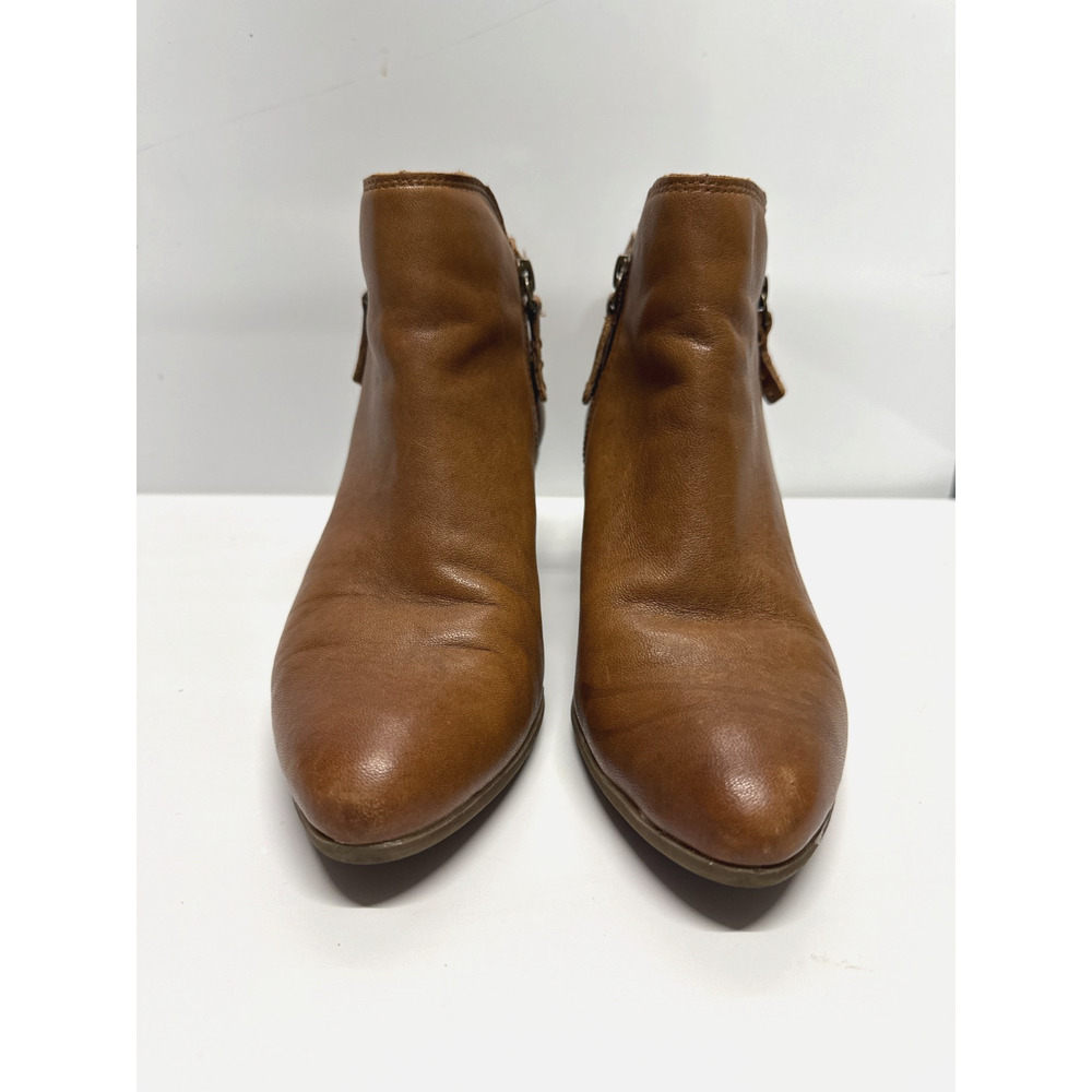 FRYE JUDITH Ankle Boot Bootie Cognac Brown Leather Women's Size 6.5 Zip